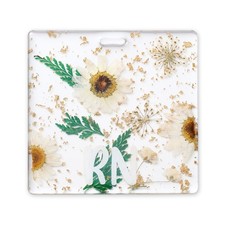 RN Buddy Badge Card Holder Resin Flower RN Name Badge ID Card Holder White