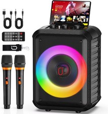 Karaoke Machine,Portable Bluetooth Speaker with 2 Wireless Microphones