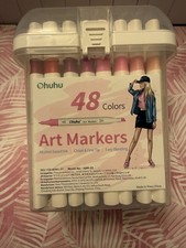 Ohuhu 48 Colors Alcohol-Based Art Markers Chisel  Fine Tip ABM-03 Multicolor