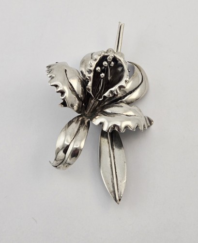 Vintage Taxco Sterling Silver Large Floral Leaf Bouquet Pin Brooch 27g Mexico