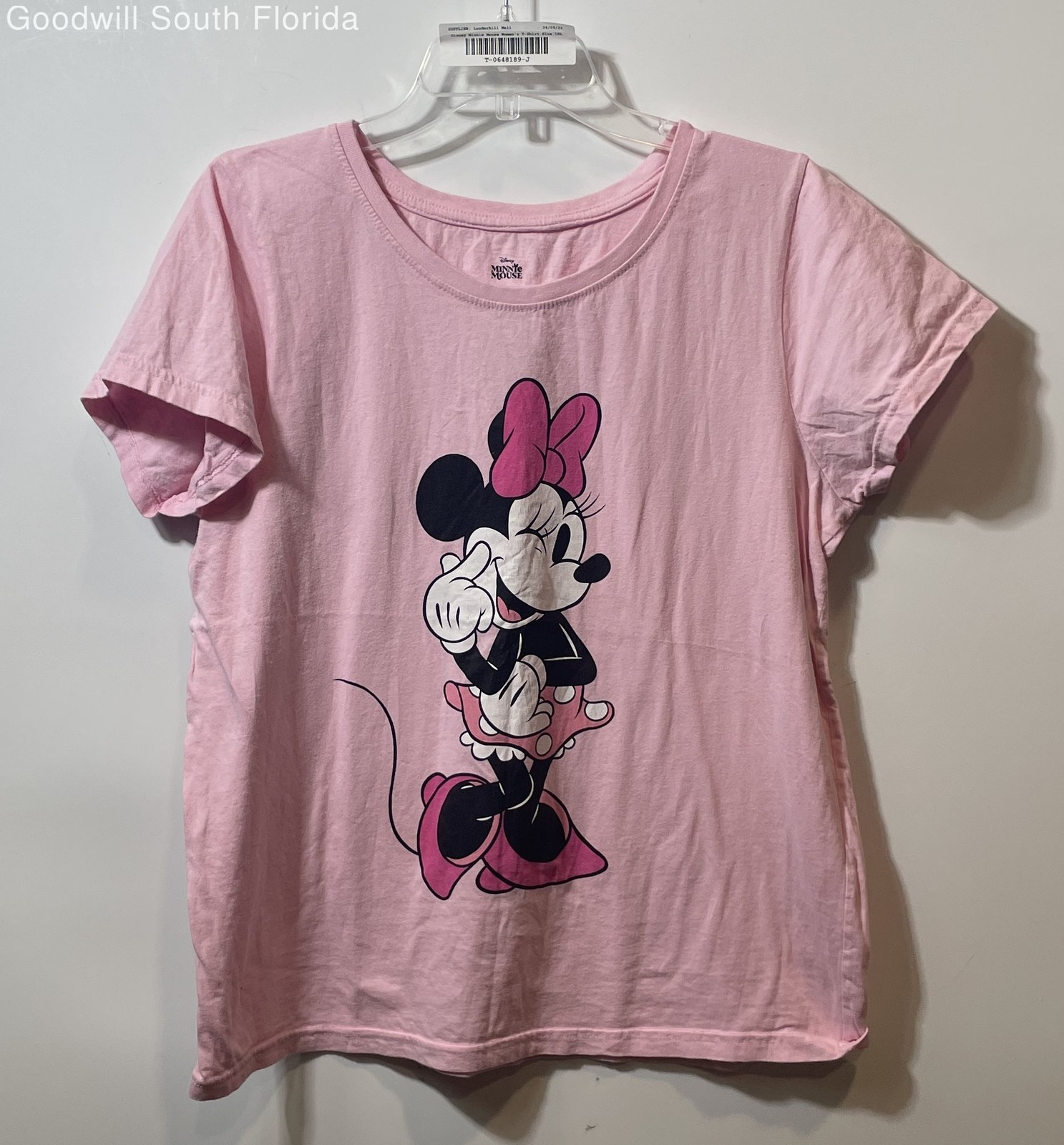 Disney Womens Pink Minnie Mouse Short Sleeve Round Neck Pullover T-Shirt Size 1X