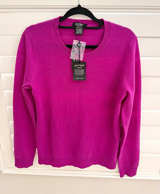 Lord & Taylor Women s 100% Cashmere Knit Fuchsia Crewneck Sweater L