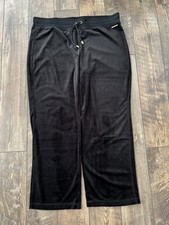 Halston Heritage NWT Women’s Black Velour Athleisure Pants, Gold Hardware,  XXL