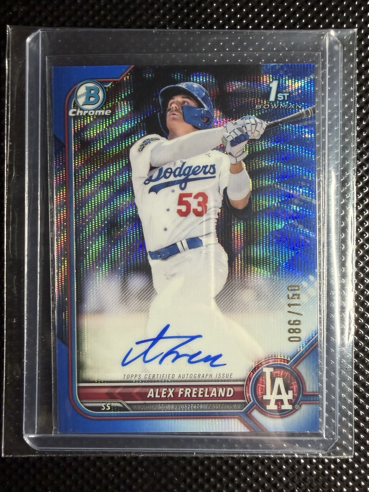 Alex Freeland 2022 1st Bowman Draft Chrome Auto Blue Wave Refractor 1st /150