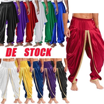Herren Hippe Baggy Hose Haremhose Loose Fit Lange Pants Bloomers mit Gummibund