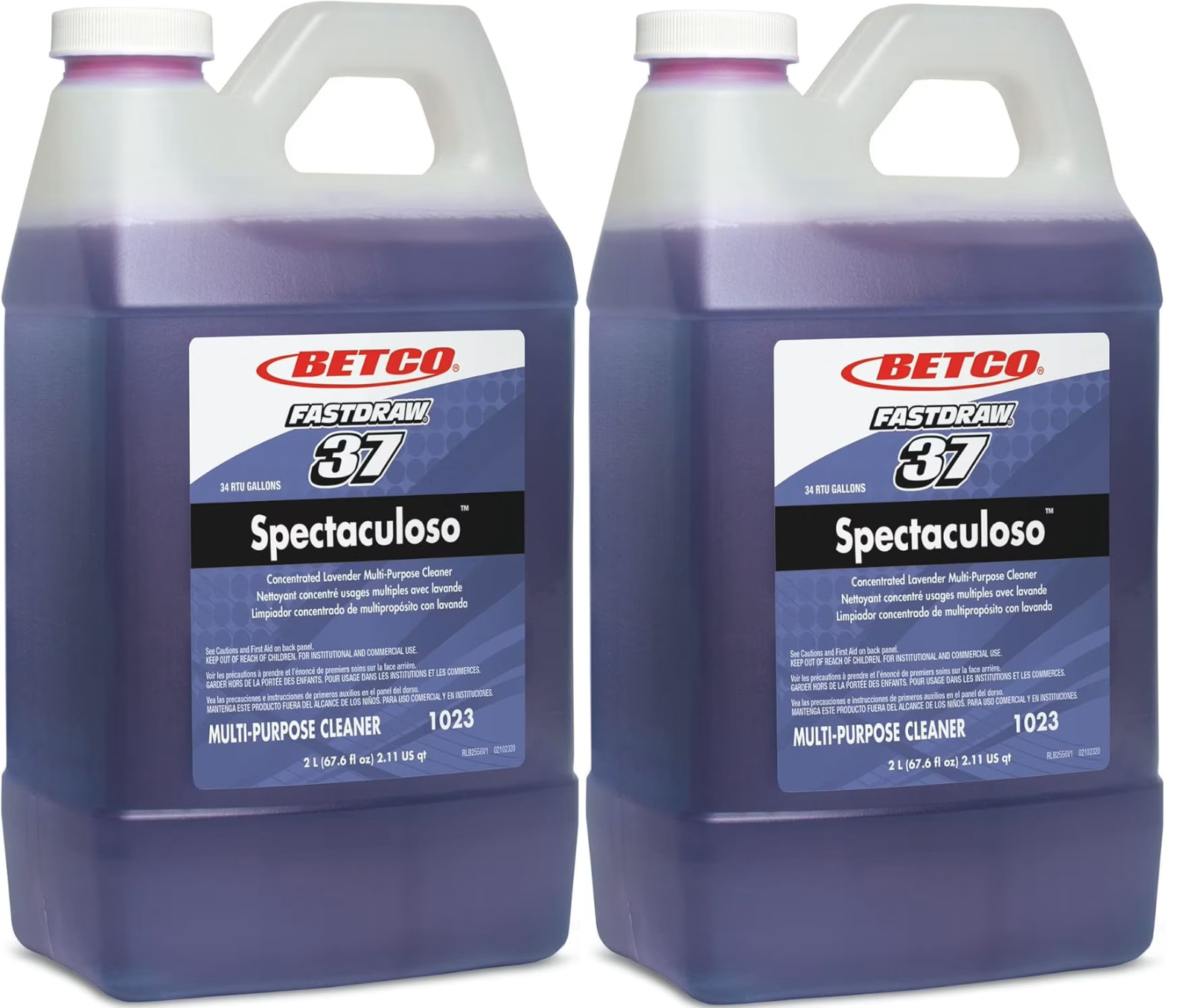 2 Betco Fastdraw 37 LAVENDER 67.6 OZ 2L 1023 Spectaculoso Multi-purpose Cleaner
