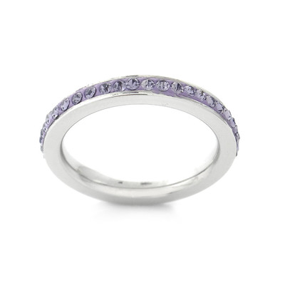 Stainless Steel Violet Crystal Wedding Band S7