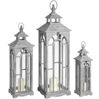 Set Ofthree Wooden Lanterns With Archway Design Set Ofthree Wooden Lanterns With Archway Design