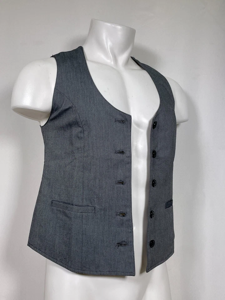 Chef Works Contemporary Collection Gray Button Front Bridge Vest Men's SMALL NWT - Image 3 of 4