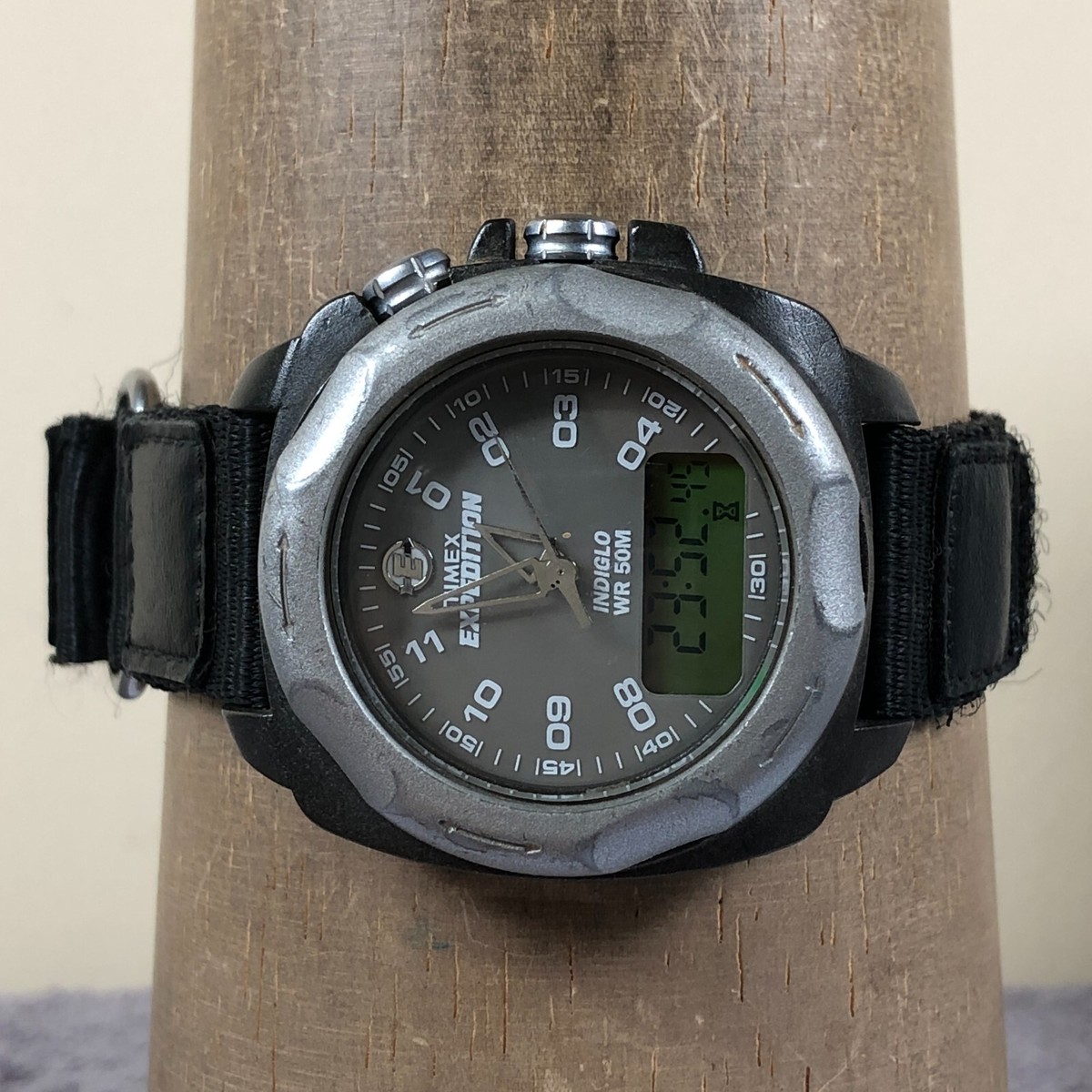 Vtg Timex Expedition Men J7 i Control Nylon Quartz Analog Digital