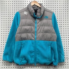 The North Face 550 Down Fleece Jacket Youth Girls XL size 18 Blue Gray 20.5x25