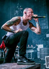 Chester Bennington of Linkin Park at the Carnivores Tour on Augu- 2014 Photo 3