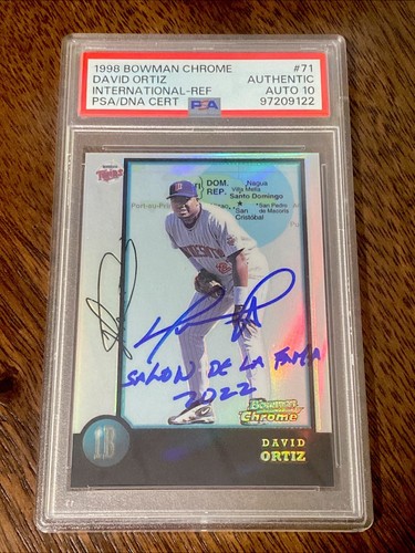 1998 Bowman Chrome International Refractor DAVID ORTIZ RC PSA DNA Auto 10 HOF!