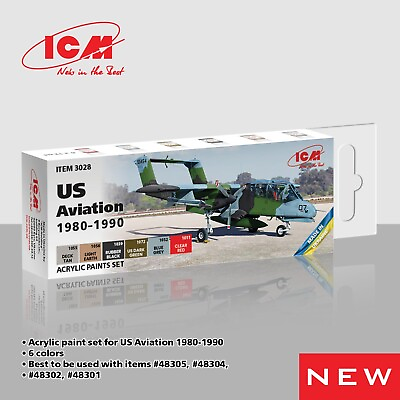 #ad #ad ICM3028 Acrylic paint set for US Aviation 1980 – 1990 Grey Red Brown Green Black $25.55