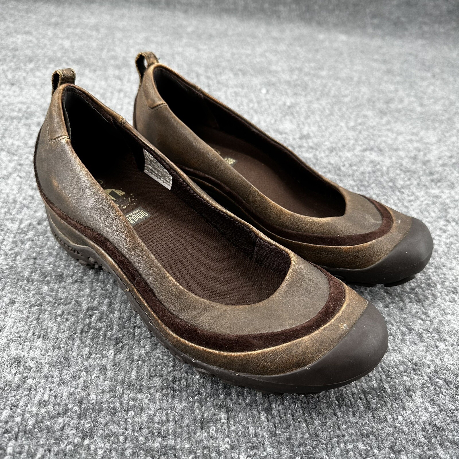 Merrell Plaza scarpe da ballo con zeppa donna 7 5 pelle marrone slip on J46110