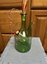 Green carafe Italy Wine Glass Italian ice vintage Decanter 12.5x6.5  