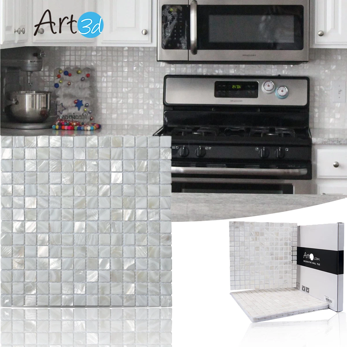 Peel and stick mother of pearl backsplash deals
