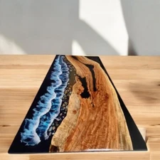 36"x72" Ocean Epoxy Resin Dining Table Top Wooden Center Table Handmade Table De