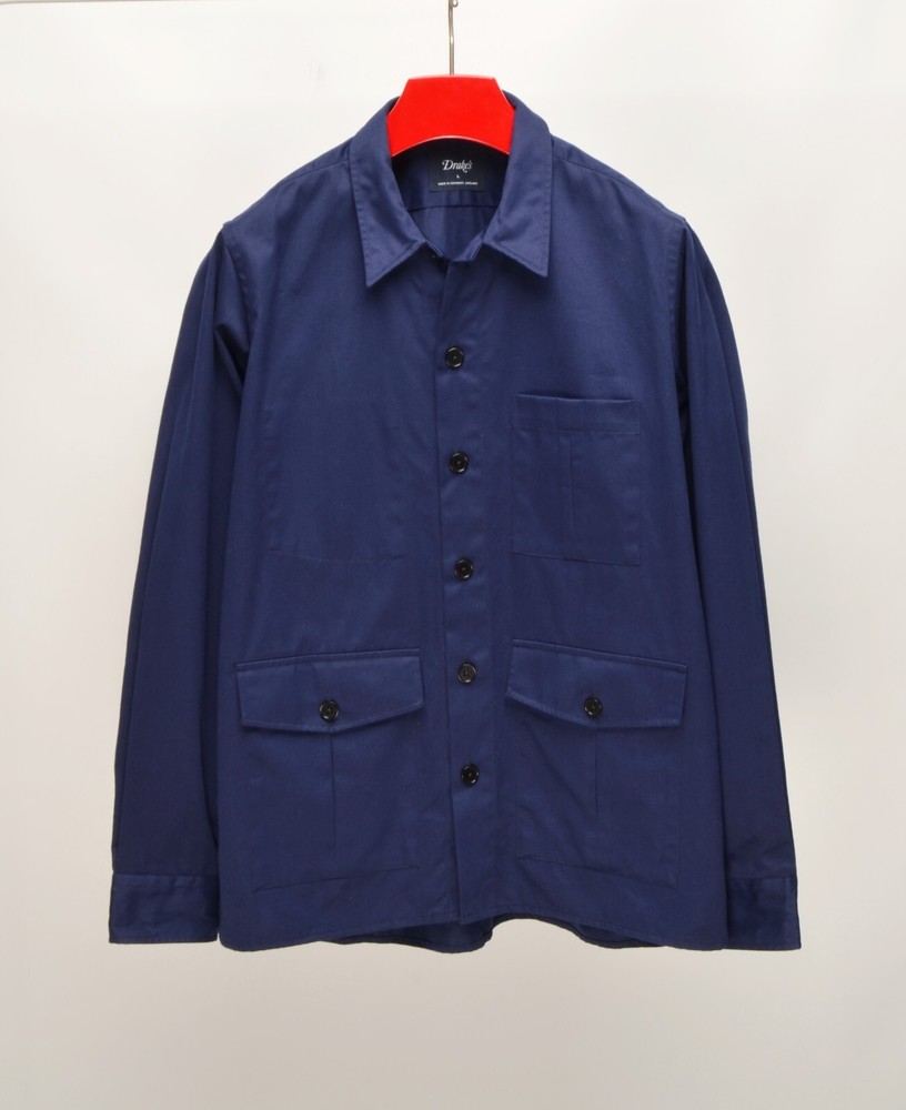 Men's Drake Navy Cotton 3-Pocket Overshirt Chore Jacket Size Large Mint Condition