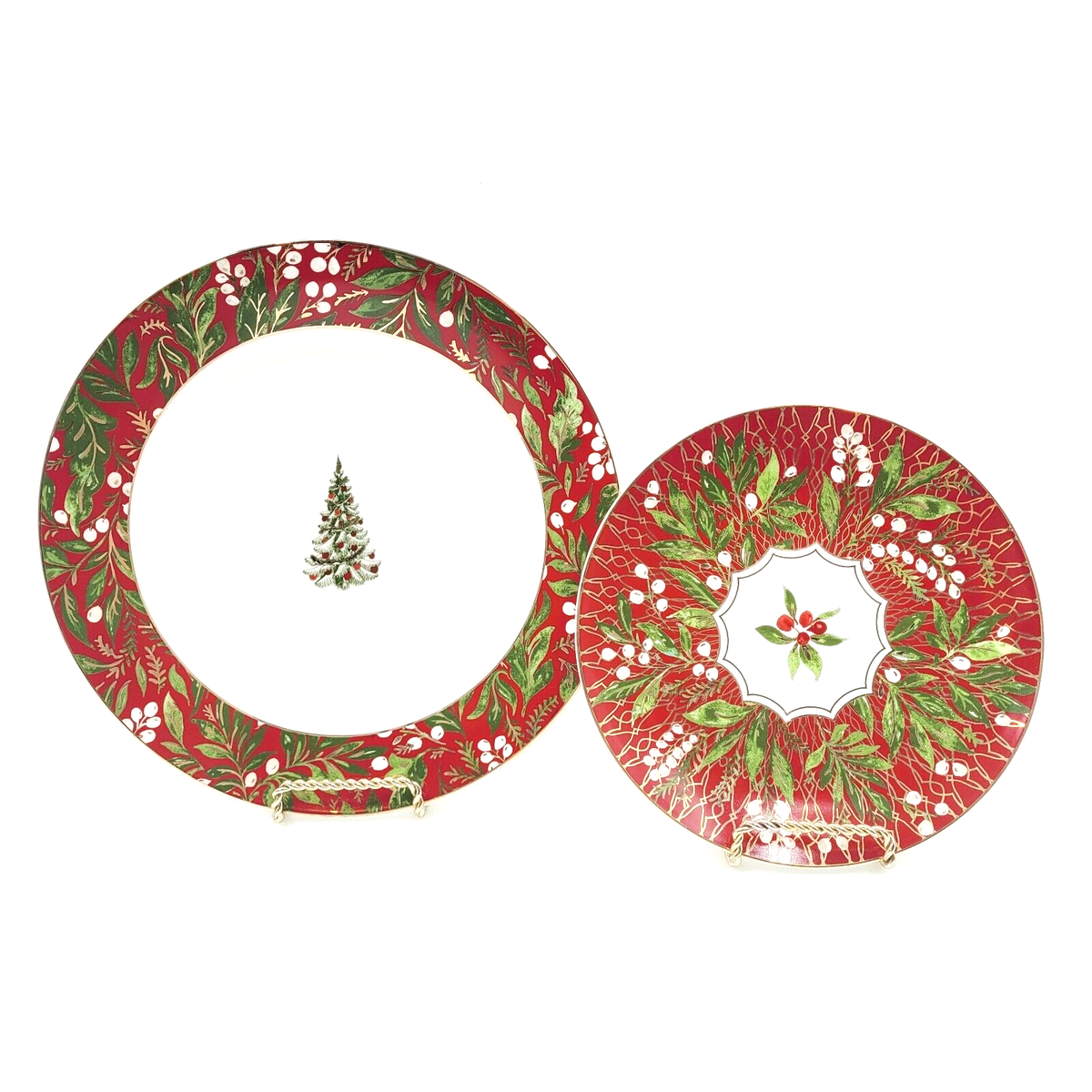 Williams Sonoma Red Noel Dinner Plates & Salad Plate 8pc