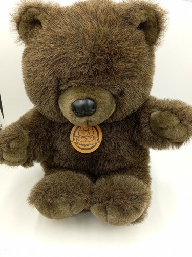 GROSSER VINTAGE KUSCHELTIER MIT BRAUNEM BABY TEDDYBÄR STOFFTIER PLÜSCHTIER LOVEY 21 ZOLL - Bild 11 von 12