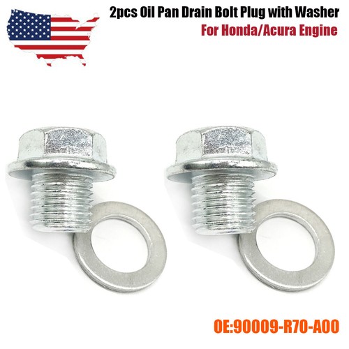 2pcs Oil Pan Drain Bolt Plug with Washer For Honda/Acura Engine 90009