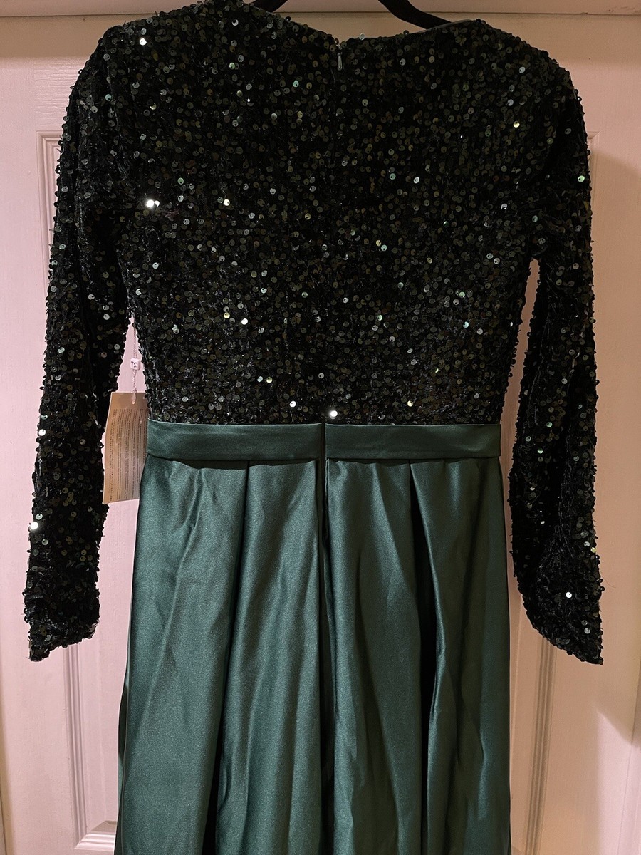 TS Couture Long Sleeve Formal Evening Dress Green Color Size M | eBay