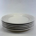 Longaberger Pottery Ivory Woven Traditions 10" Dinner Plates - Set of 5
