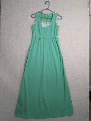 Vintage JC PENNEY Fashions Mint Green Dress MAXI Fun Detail Spring Church |  eBay