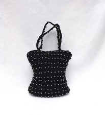Black Beaded Bag - Crocheted Stretch Exterior