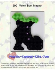 Halloween Witch Boot Magnet-Plastic Canvas Pattern or Kit
