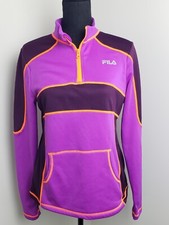 Fila women color block fleece pullover magenta purple outdoor hiking size M