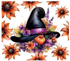 20oz Sublimation Tumbler Wrap Witches Halloween Hat Ready To Press Heat Transfer