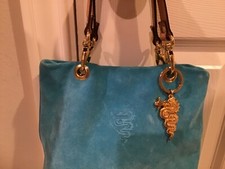 Francesca Visconti Di Modrone Aztec God Serpent Italian Aqua Blue Leather Purse
