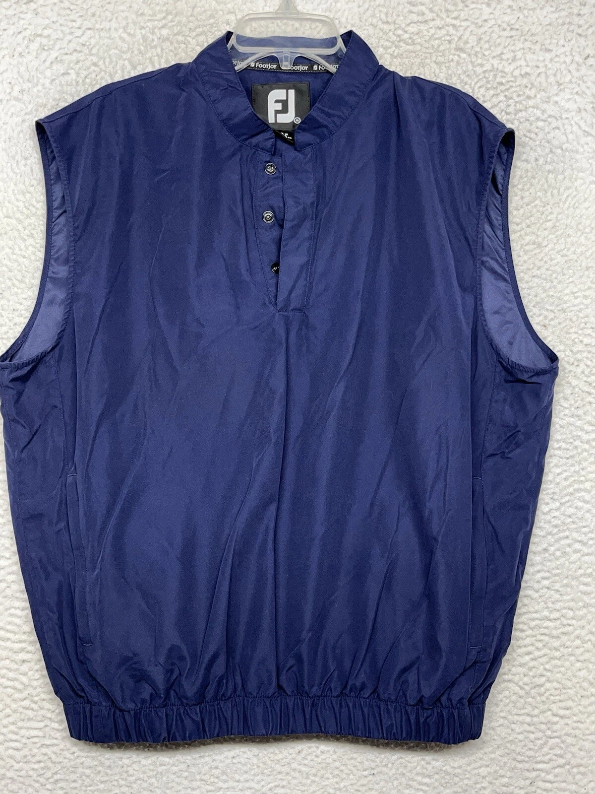 Footjoy Windbreaker Vest Mens Medium Blue 1/4 Snap Sleeveless Golf