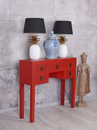 Console Table Chinoiserie Side Table Dressing Table Hallway Table Red - Picture 3 of 6