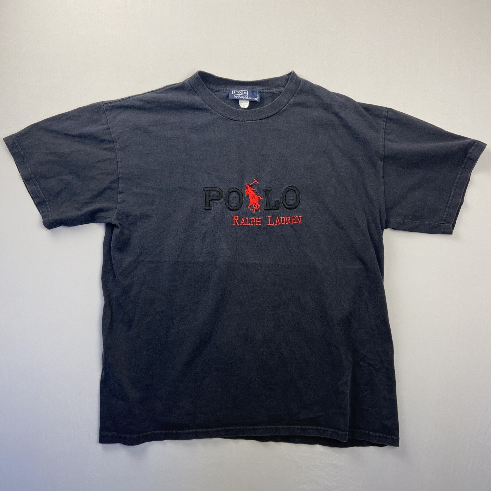 Polo Ralph Lauren vintage camicia uomo XL sbiadita nera big pony made USA 100% COTONE