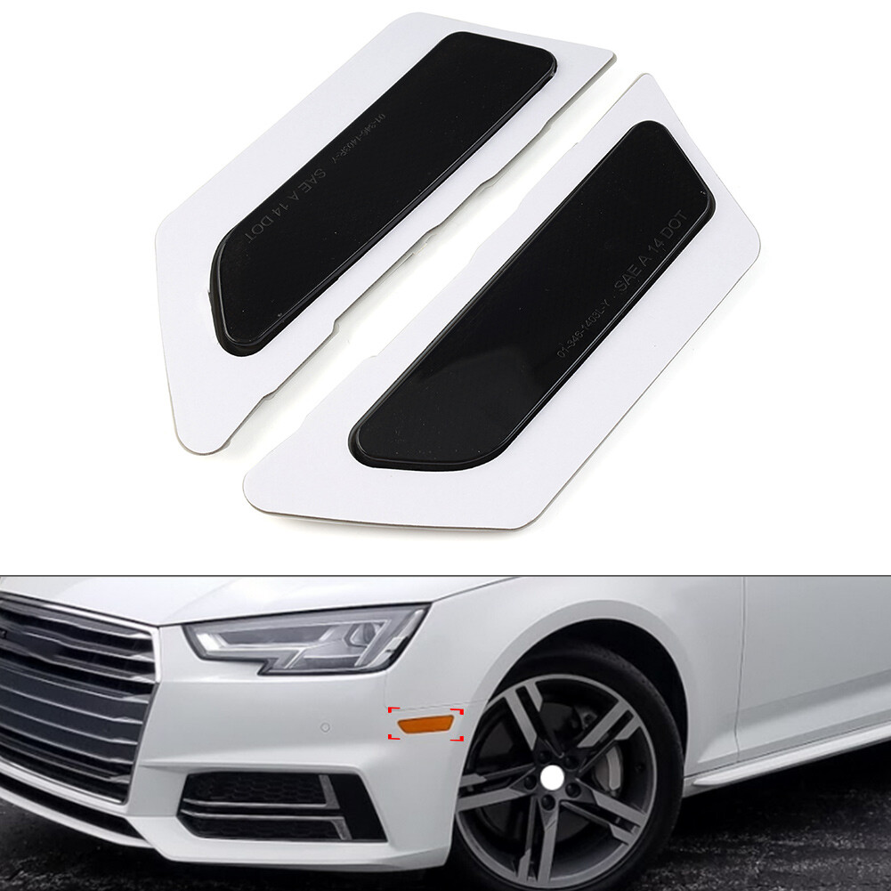 1 Pair Front Bumper Reflector Side Marker Lights Black For Audi A4