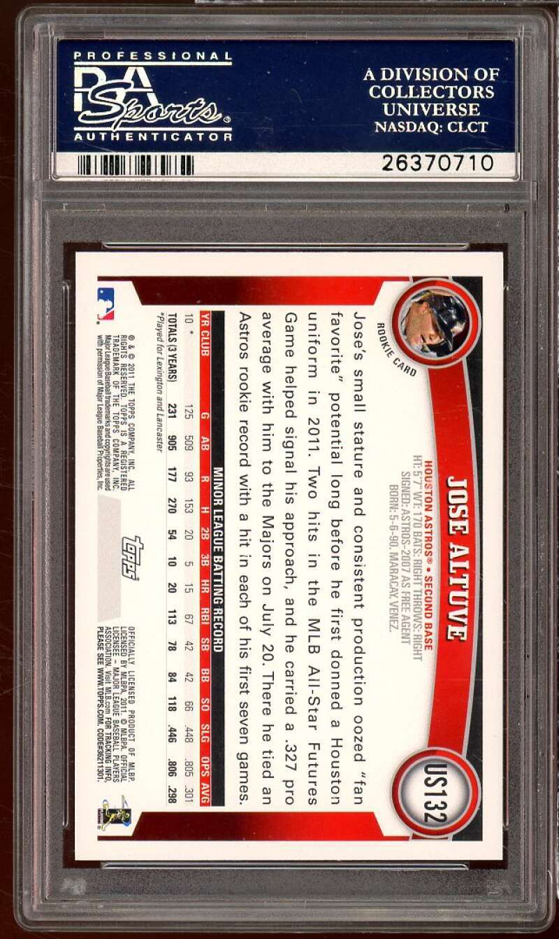 Jose Altuve Rookie Card 2011 Topps Update Cognac Anniversary #us132 PSA 10 view 2