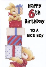 Happy 6th Birthday To A  Nice Boy - Birthday Greeting Card - 06027