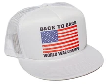 Back To Back World War Champs Champions Unisex-Adult Flat Bill Truckers Hat Cap