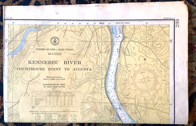 1st combined ed. 1958 Lg Map # 288 & 289 Dept. of Commerce Maine Coast 36 x29 