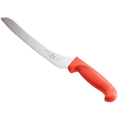 Choice 9'' Offset Serrated Edge Bread Knife with Red Handle