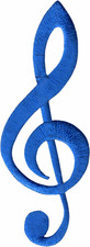 Patch - Blue Treble Clef Sheet Music Note Band Musician 2.88" Iron On 51153 New