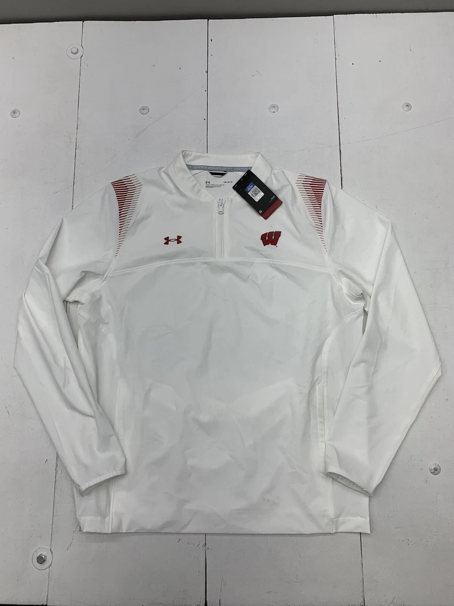 Under Armour Mens Wisconsin Badgers White 1 4 Zip Pullover Size