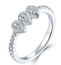 .925 Sterling Silver 3-Drops Cz Wedding Band Engagement Ring Size 3-12 SS4765A