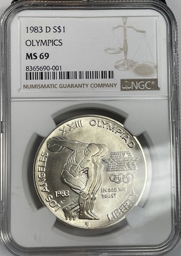 1983-D Olympics Unc Silver Dollar NGC MS 69 US Mint Commemorative $1 -Fresh Slab - 第 1/2 張圖片