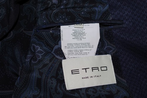 ETRO NUOVO JERSEY Blue Patterned Wool Silk Sport Coat Blazer Men size 60 - Picture 2 of 9