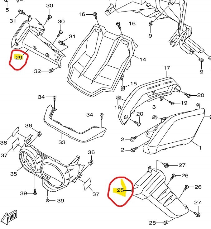 2022-2024 Yamaha Zuma 125 Genuine Front Lower Side Covers