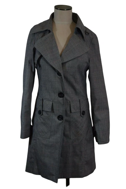H&m plaid trench best sale coat